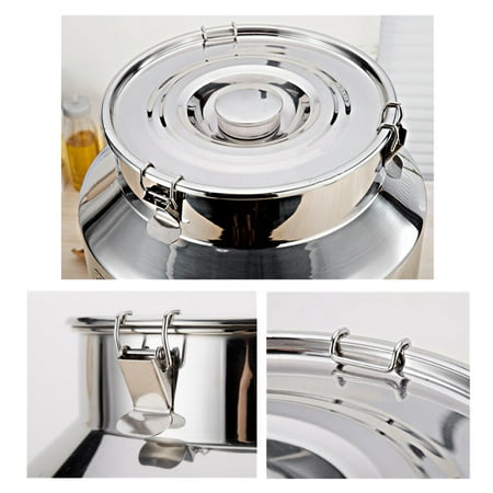 10L Stainless Steel Milk Can Wine Pail Bucket Jug Oil Barrel Canister Bottle Lid